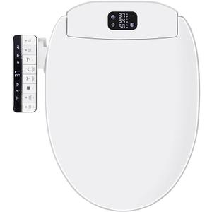 Smart Bidet Toilet Seat with Remote - Unlimited Warm Water & Warm Air Dryer, Multiple Cleaning Modes, Feminine Wash, Heated Seat, Soft Close Lid, Night Light, Easy Installation, 2 Filters Included