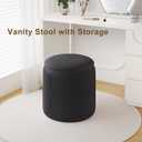 Black Velvet Ottoman with Storage Set of 2, Round Storage Ottoman Foot Rest, Black Makeup Vanity Chair, Small Vanity Stool with Storage, Pouf Ottomans for Living Room, Bedroom