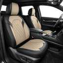 Car Seat Covers for Cadillac XT5 2017-2025 5 Seat Full Set Custom Fit | Waterproof Faux Leather Full Coverage Set Compatible Airbag All Weather Seat Cushion Protector (5 Seat Set, Black&Beige)