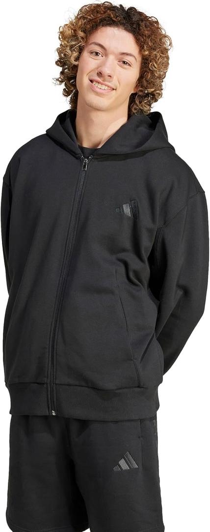 adidas Men's All SZN Fleece Full Zip Hoodie, Black, Large