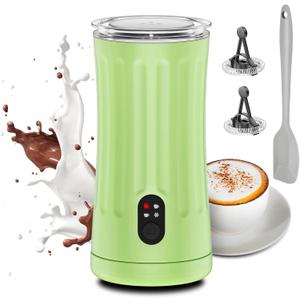 Milk Frother, Upgraded 4-in-1 Milk Frother and Steamer, Hot and Cold Foam Maker and Milk Warmer with Temperature Control & Auto Shut-Off, Frother for Coffee, Latte, Cappuccino, Matcha(Aqua)