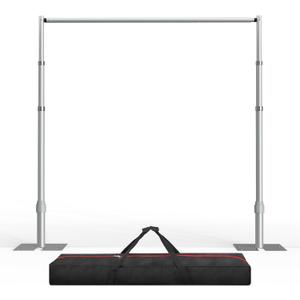 EMART Pipe and Drape Backdrop Stand Kit, 10ftx10ft Heavy Duty Adjustable Photo Background, Metal Frame with Flat Base for Wedding, Birthday Party, Banquet Decorations (10x10FT, Silver)