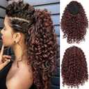 YXCHERISHAIR Ponytail Extension,Curly Wavy Ponytail Dark Brown Drawstring Ponytail Hair Extensions for Women Natural Wavy Synthetic Hairpiece for African Women Daily Use party(33#,14inch)