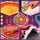 Drydiet 20 Inch Diwali Rangoli Mat Decorations Indian Diwali Door Mat for Home Peacock and Petals Decoration Non Slip Washable Rug for Indian Traditional Pooja New Year Entrance Gift