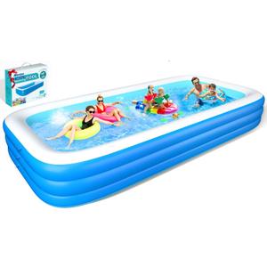 Extra Large Inflatable Pool for Adults, 140" X 70" X 22" Oversized Thickened Family Blow up Swimming Pool with Repair Patch, Above Ground Full Sized Inflatable Pool Outdoor Garden Backyard Water Party