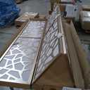 Roundhill Furniture Giyano 4 Panel Screen Room Divider, White Screen with Gold Frame
