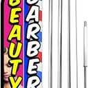 4 Less Co BEAUTY BARBER SHOP Windless Swooper Feather Flag 15' Tall Large Pole Spike Kit Banner Sign pbq63-h