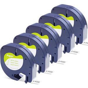 Replacement for DYMO LetraTag Refills, for Dymo Label Maker Refills, 91330 Paper Label Tape 12mm (1/2" x 13ft) Compatible Dymo Lables for Letra Tag 100H 100T 200B QX50 (Black on White, 5 Pack) Replacement for DYMO LetraTag Refills, for Dymo Label Maker Refills, 91330 Paper Label Tape 12mm (1/2" x 13ft) Compatible Dymo Lables for Letra Tag 100H 100T 200B QX50 (Black on White, 5 Pack)