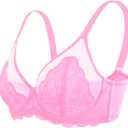 HSIA Minimizer Bras for Women Large Bust Full Coverage Lace Plus Size Bra - Mermaid Scales (Pink)