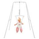 FUNLIO Baby Jumper with Stand for 6-24 Months, Toddler Jumper for Baby Girl/Boy, Infant Jumper for Indoor/Outdoor Play, with Adjustable Chain, Easy to Assemble & Store (with Stand) - White