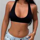 SOLY HUX Women's Sleeveless Micro Crop Tops Backless Scoop Neck Tight Fitted Sexy Tank Tops (Black, S)