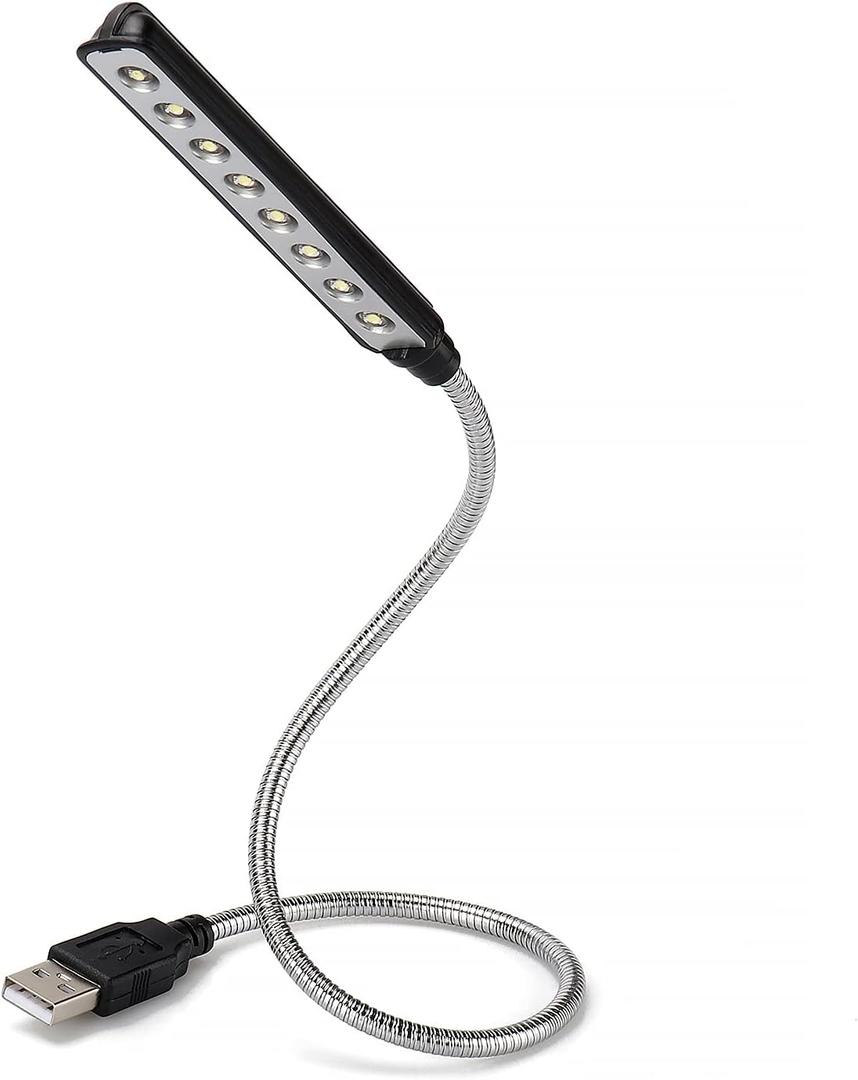 Daffodil USB LED Light - 8 Super Bright LED Reading Lamp - No Batteries Needed - PC & Mac Compatible (ULT05 Black)