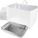 100 Pcs 22" x 14" x 15.25" Full Tray Catering Bags Take out Bags Bulk Catering Bag with Cardboard Bottom and Soft Loop Handles for Restaurant, Retail, Business