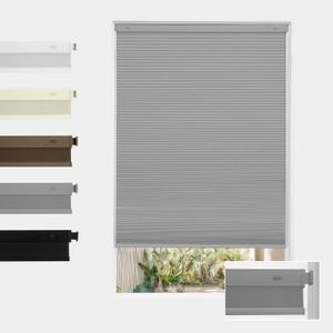 Boolegon No Drill Blackout Cellular Window Shades,Grey,26.5" W x 48" H