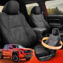 DiffCar Seat Covers for Toyota Tacoma 2026 2025 2024 Double Cab(Gas Only), Full Set Faux Nappa Leather Truck Accessories for Tacoma 4th Gen, Car Seat Protectors Custom Fit for Tacoma Seat, Black Camo