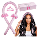 Heatless Curler Set,Heatless Silk Curls for Long Hair,No Heat Large Rollers Overnight,Rubber Curling Rods (Pink1) 3 Pack