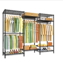 E13 Triple Column Garment Rack (White), 900LBS Capacity, 8-Tier Shelves, 4 Hanger Rods & 8 S Hooks