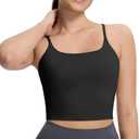 ECOPARTY Wirefree Padded Yoga Sports Bra for Women - Moisture Wicking Quick Dry Workout Crop Tank Camisole (Black, M)