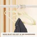 50 Pack Beige Velvet Hangers,Non Slip,Heavy-Duty,Slim,Space Saving,with Felt Surface and Gold 360Swivel Hook,for Pants,Outfit,Skirts,Suits,Coats,Dresses ect.