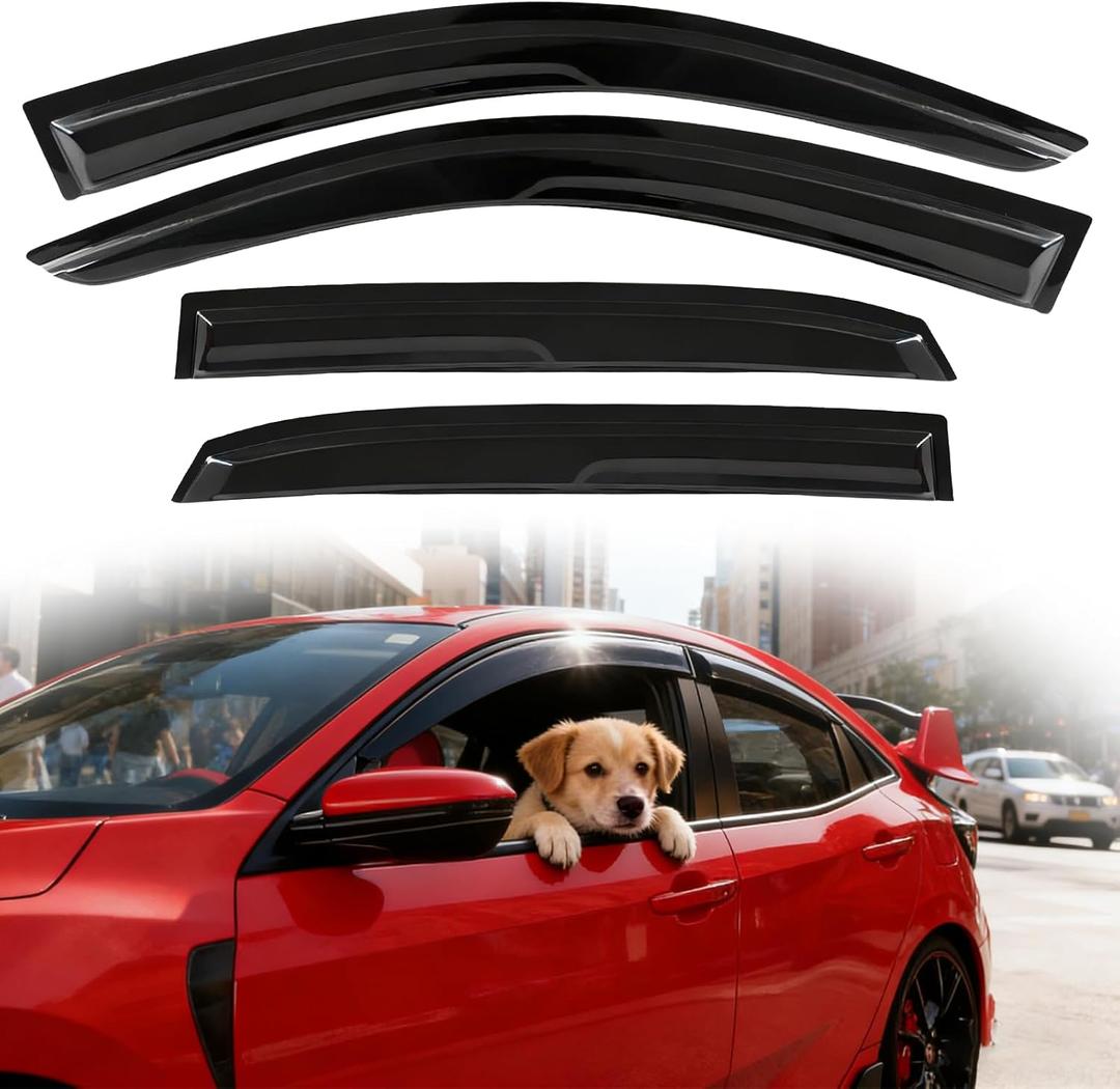 Rain Guards for Honda Civic 2016-2021 Hatchback Window Visors,Tape-On Side Window Deflector Wind Sun Visor for Civic Accessories(for 16-21 Hatchback)