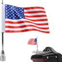 Motorcycle Flagpole Mount and American Flag - 6" x 9"Double Sided USA Flag Premium Steel 13" Flag Pole Fixed Mount for 1/2" Luggage Rack For Harley Davidson Honda Goldwing Yamaha Most Motorcycles