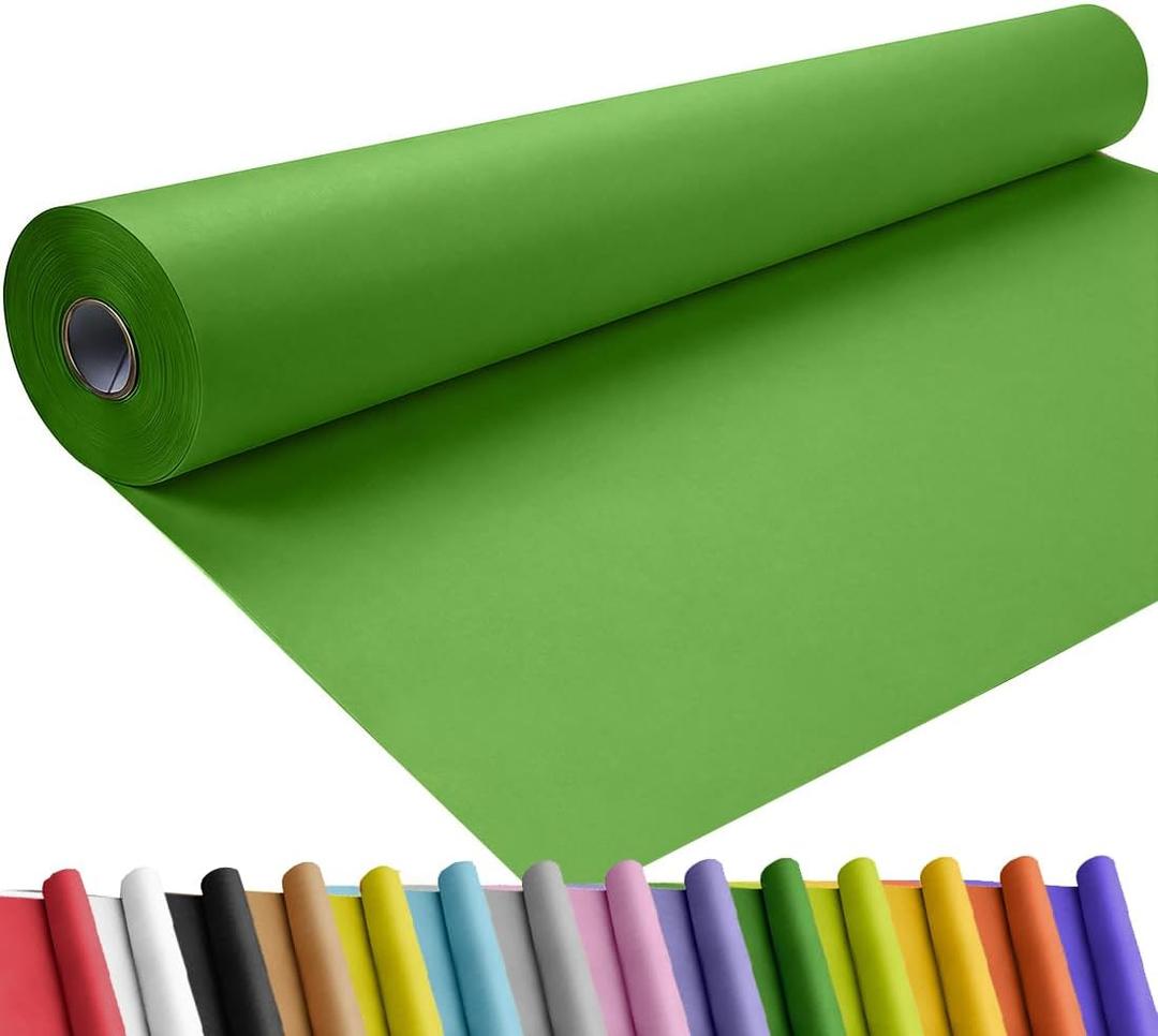 SMART&CASUAL 48" x 1,500" (125') Medium Green Kraft Craft Paper Roll for Gift Wrapping Bulletin Board Bouquet Flower Art Packing Parcel Table Covering 80GSM 55LB (Medium Green, 48" x 125')
