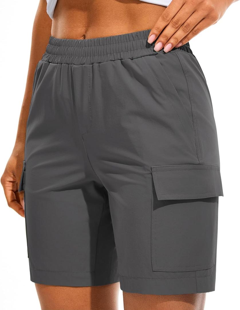 AFITNE Women's 5"/ 7" Hiking Cargo Shorts Quick Dry Lightweight Summer Athletic Running Shorts with Pockets UPF 50+ (XL)