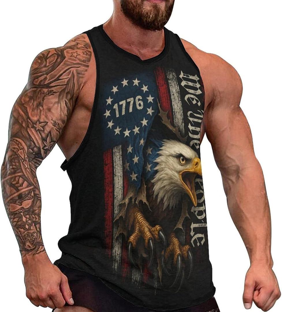Blissboy Funny Patriotic Graphic Tank Top Novelty Sleeveless Shirt (Black, XXXL)