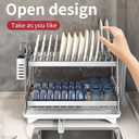 Dish Drying Rack, Double Layered countertop Kitchen Organizer with Drainage Large Bowl Rack and Storage Rack with Drainage Board, Suitable for Kitchen Bars (Silver) (Small)