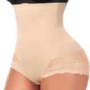 Womens Shapewear Tummy Control Underwear High Waist Shaper Panites Girdle Slimming Briefs(01# A Beige(lace),X-Large)