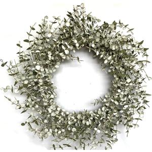 26 Inch Fall Wreath for Front Door Large Eucalyptus Wreaths with Mini White-Green Leaves, Autumn Greenery Wreath on Grapevine for Fall Door Decor Farmhouse Wall Window Home Decoration