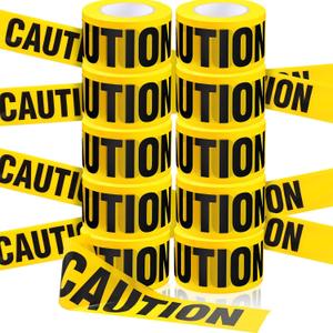 Yeaqee 10 Rolls 3 Inch x 1000 Feet Construction Tape Waterproof Safety Warning, Construction Caution Tape Roll for Danger Hazardous Area Halloween Party Decor(Yellow,Caution)