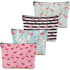 4Pcs Flamingo Gifts Makeup Bag, Flamingo Bird Animal Lover Gifts for Women Mom Coworker Friends, Pink Flamingos Stuff Summer Cosmetic Bag Toiletry Pouch with Zipper Birthday Halloween Christmas Gift (Multicolor 1226)