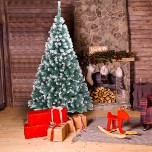 Spray White Snow Dusted Christmas Tree, Artificial Hinged Christmas Tree with 870 Branch Snow Tip and Foldable Metal Stand, Holiday White Fake Xmas Tree for Home, Outdoor, Indoor Decor