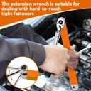Offset Extension Wrench,15 Inch Impact Ready Socket Wrench Extender Tool Set with 1/2", 1/4" and 3/8" Square Drive Adapters, Zero Degree Ratchet Tool for Car Blue ﻿ (Orange)