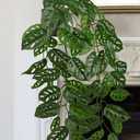 Large Fake Hanging Plants in Pot with Hook, 37" Artificial Hanging Monstera Albo Vines Plants, Fake Potted Greenery Plant for Room Wall Living Room Bathroom Kitchen, Big Faux Ivy Houseplants for Shelf