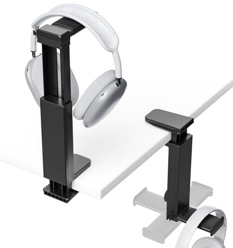 Headphone Stand Under-Desk or Headset Holder Above-Desk, Headphone Hanger & Headset Hook Under Desk Mount with Spring Clamp & Height Adjustable & Cable Clip for Gaming Gift Accessories. PC Game Headsets
