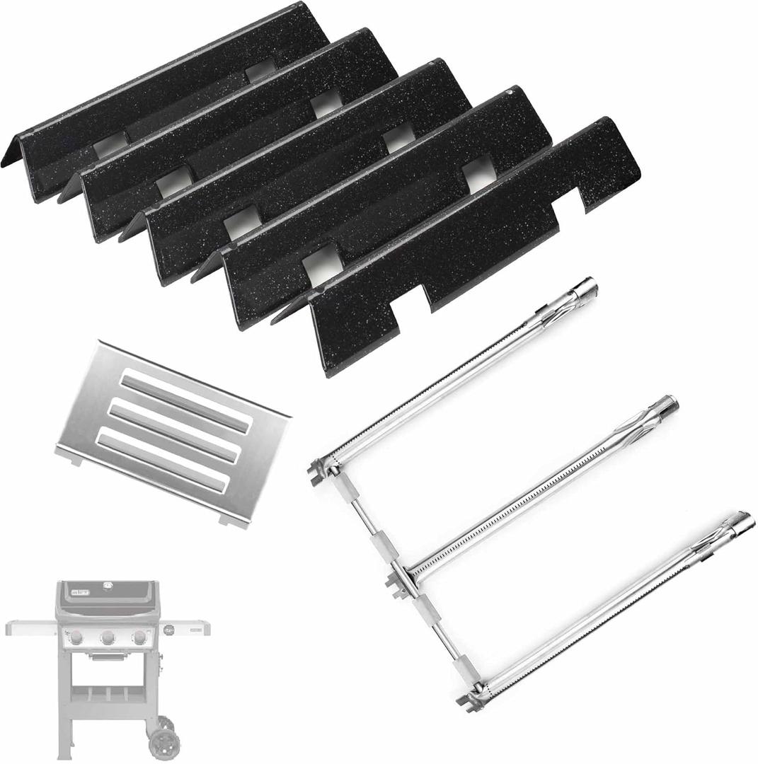SafBbcue Grill Parts Kits for Weber Spirit II 300 Series GS4 Gas Grills 7636 Flavorizer Bars 69787 Burner Tube 67060 Heat Plate for Weber Spirit 2 300 Grill Replacement Parts E/S-330/310/320 (Black)