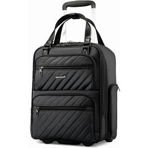 LUGGEX Underseat Carry On Luggage with Wheels, UDK Stylish Lightweight Under Seat Luggage, Soft Sided Personal Item Suitcase for Short Trip (UX-Core, All Black, 16 Inch)