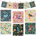 Swedish Dish Cloths for Kitchen, 6 Pack Reusable Paper Towels Washable, Super Absorbent Cellulose Kitchen Towels, Quick Drying Dish Cloths Sponge for Cleaning (Birds Flowers)