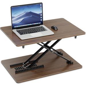 Height Adjustable Standing Desk Converter, 25.16" x 15.75", Wood Finish
