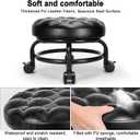Low Height Rolling Stool Roller Stool PU Leather Comfortable Seat 360Swivel Rotating, Modern Rolling Chair for Home Office Garage Shop, 10 inches x 13 inches x 13 inches