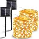 Solar String Lights Outdoor, 2 Pack 144FT 400 LED Solar Twinkle Lights for Outside Waterproof, Copper Wire with 8 Lighting Modes Fairy Lights for Garden Tree Birthday Xmas Patio Decor(Warm White)