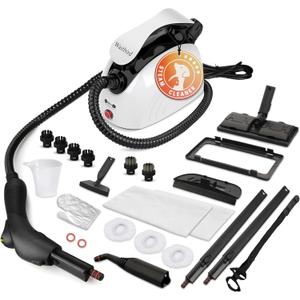 Multi-purpose steam cleaner with all 21 accessories, handheld steam cleaner and shoulder strap, for furniture, sofa, tiles, floors, windows, upholstery