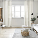 White Curtains Sheer - Linen Texture Semi Sheer Window Covering, Light & Airy Privacy Sheer Panels for Bedroom Living Room Patio Glass Door, 52 inch Width x 96 inch Length, Set of 2
