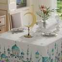 XCHI Castle Moons Stars Flowers Ramadan Mubarak Tablecloth Rectangle Table Cloth Table Covers for Indoor Dining Home Party Decorations 60x104 Inch