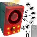 ChunHee Solar Outdoor Motion Sensor Alarm with Dog Barking Gunshot Sound, Support Recording and Adjustable Volume, 130db Loud Noise Maker 3 Work Modes Strobe Light for Home, Villa, Farm, Barn (1pack)