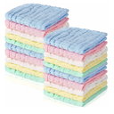 Breling 20 Pcs Baby Muslin Washcloth 12 x 12 Inch 100% Cotton Soft and Absorbent Muslin Washcloth Burp Cloth Wipe Newborn Face Towel for Baby Boy Girl Sensitive Skin (Blue, White, Green, Yellow, Pink)