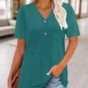 BETTE BOUTIK Womens Summer Shirts Short Sleeve V Neck Tunic Tops Casual Fashion Blouses (M)