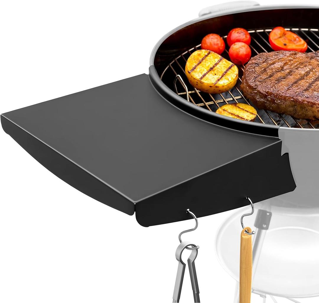 Upgraded Grill Table Shelf for Kettle Grills 22 Inch, Side Table Shelf Replaces Weber Master Touch & Original Charcoal Grill, Grill Accessories for Weber Kettle, Outdoor Steel BBQ Table Shelf